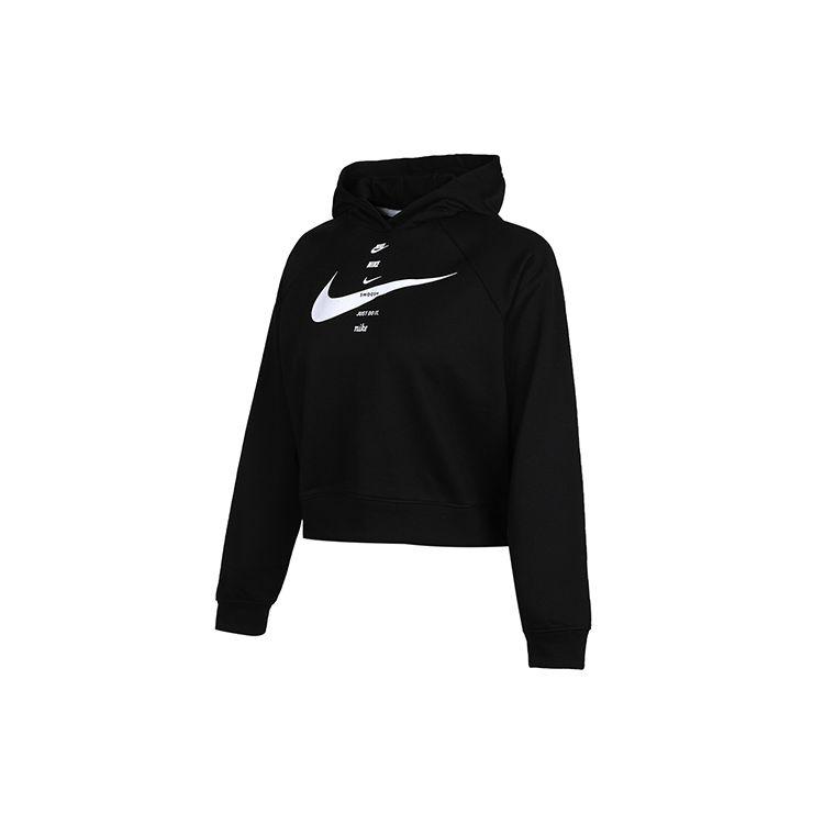 Nike Спортивная толстовка с капюшоном и принтом логотипа Swoosh, женская толстовка, черная CU5677-011