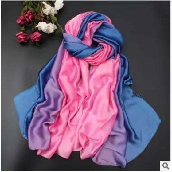 190*110cm Women Chiffon Scarf Gradient Color Protection Spring Summer Multicolor Printed Shawl Poncho Beach Luxury Ladies Retro