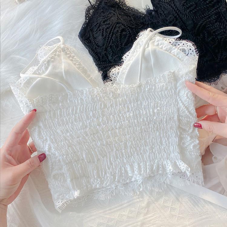 Spicy Girl Summer Wenwen Lace Camisole Bralette with Chest Pad