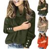 Women's Turtleneck Top Loose Pullover Button Up Long Sleeve Solid Color Knit Bottoming Shirt
