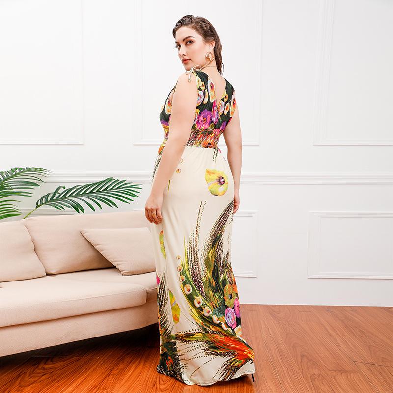 Летнее женское платье без рукавов в богемном стиле, пляжные платья больших размеров, длинные морские платья