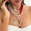 Аксессуары, преувеличенно милое и крутое металлическое ожерелье с большой звездой, модное и персонализированное ожерелье из гальки с имитацией жемчуга.