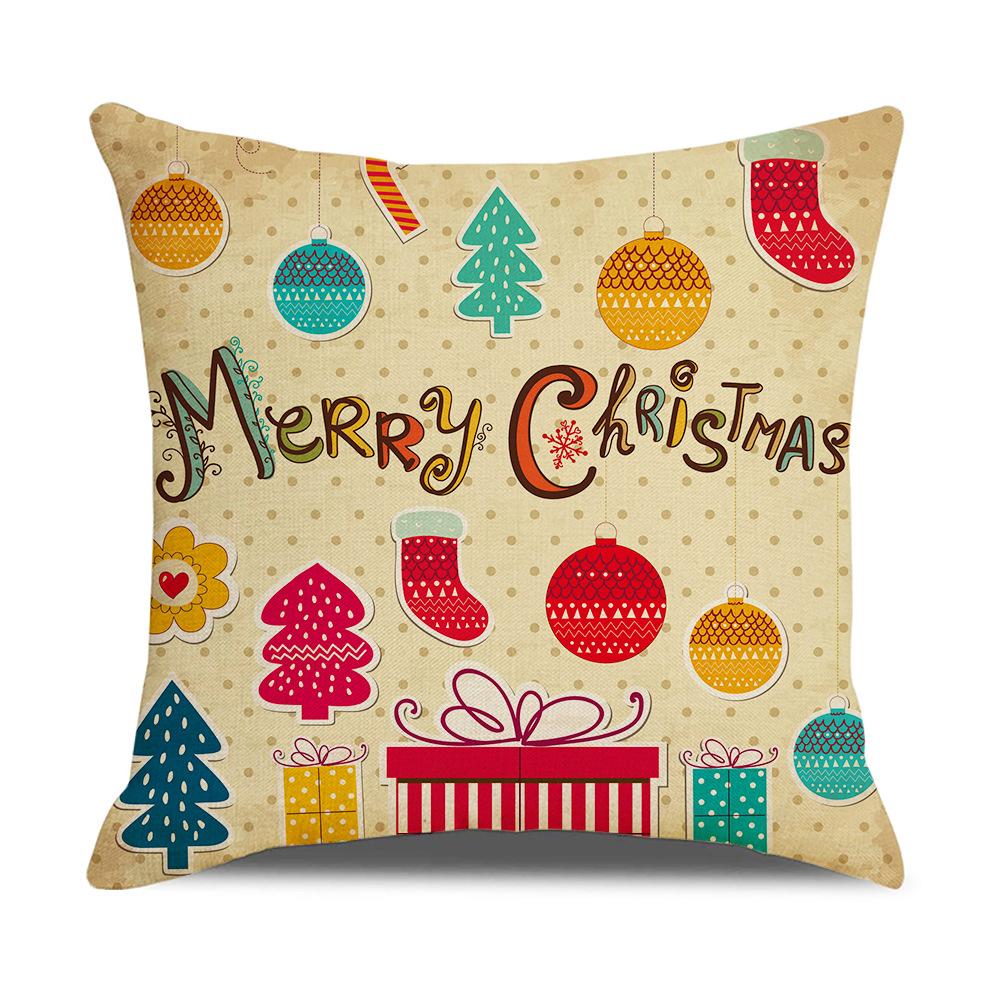 New Sofa Pillow Cover Santa Claus Cartoon Print Holiday Gift Home Soft Furnishing