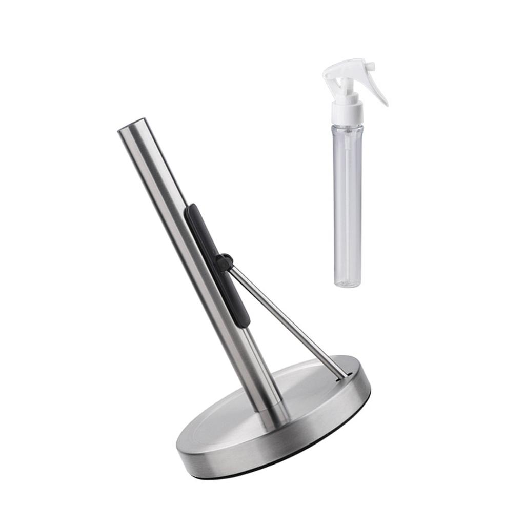 Держатель для бумажных полотенец из нержавеющей стали с бутылкой-спрей, стойка с утяжеленным основанием для рулонов салфеток для кухонной столешницы