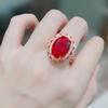 Новое кольцо принцессы с красным бриллиантом, кулон, ожерелье, голубиная кровь, турмалин, красочный комплект украшений с цветком 
