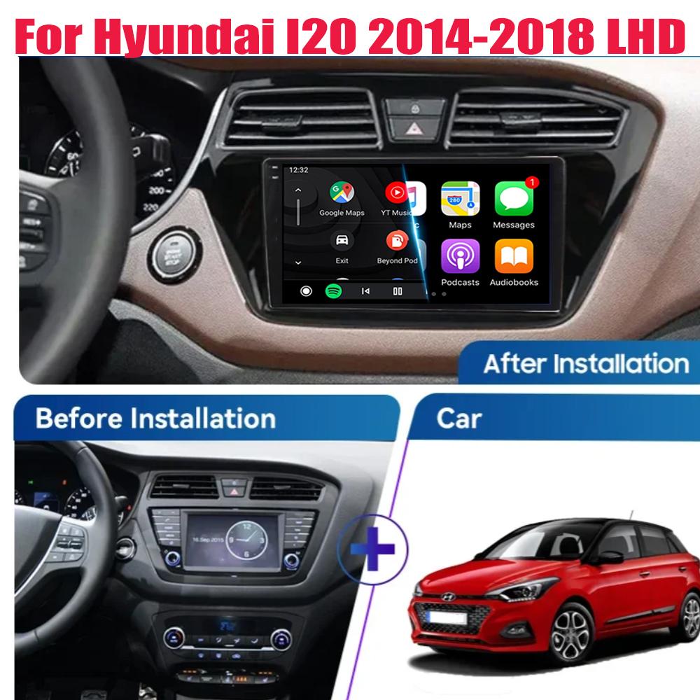 Android 14 WIFI+4G Автомагнитола для Hyundai I20 LHD 2015 2016 2017 2018 Стерео GPS Carplay Auto Мультимедийный Видеоплеер 360 Камера