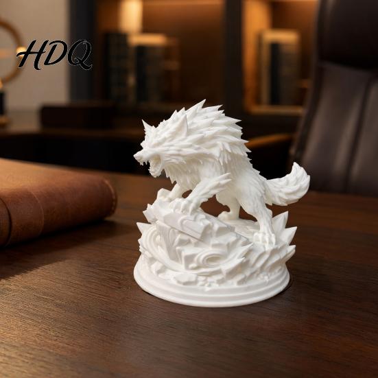 Скульптура Волк Камень Деталь 3D Печатная Статуэтка Воющая Фигурка Дикая на Статуе