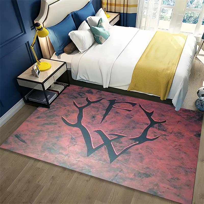Frei.Wild Antler Logo Red Black Area Rug, Non Slip Floor Mat for Living Room Bedroom Rock Music Fan Home Decor Gift