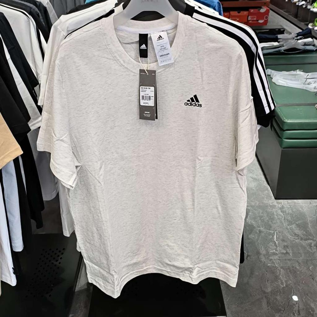 Adidas Plain Minimalist Round Neck Printed Logo Short Sleeve T-Shirt Men Tops White Gray B47356