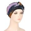 8 Colors New Fashion Braid Tie Dyed Multicolor Soft Muslim Hijab Turban Hat