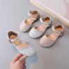 Girls Half Sandals for Wedding Party Kids Crystal Leather Shoes 2024 Spring Summer Children Summer Shoes with Pearls Princess