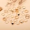 27 Pcs/Set Women Ring Set Multi Shapes Retro Smooth Heart Geometric Adjustable Open Ring Prom Party Daily Lady Finger Jewelry