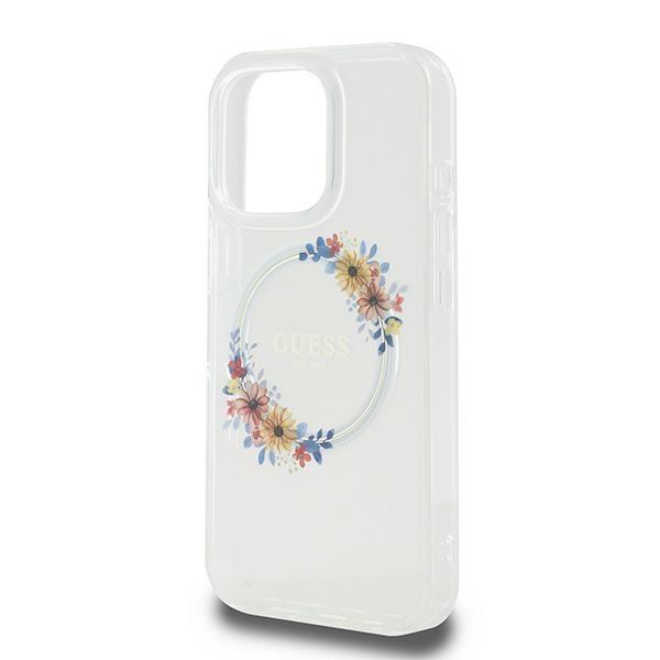 Etui do iPhone 16 Pro Guess Hardcase Flowers Wreath MagSafe