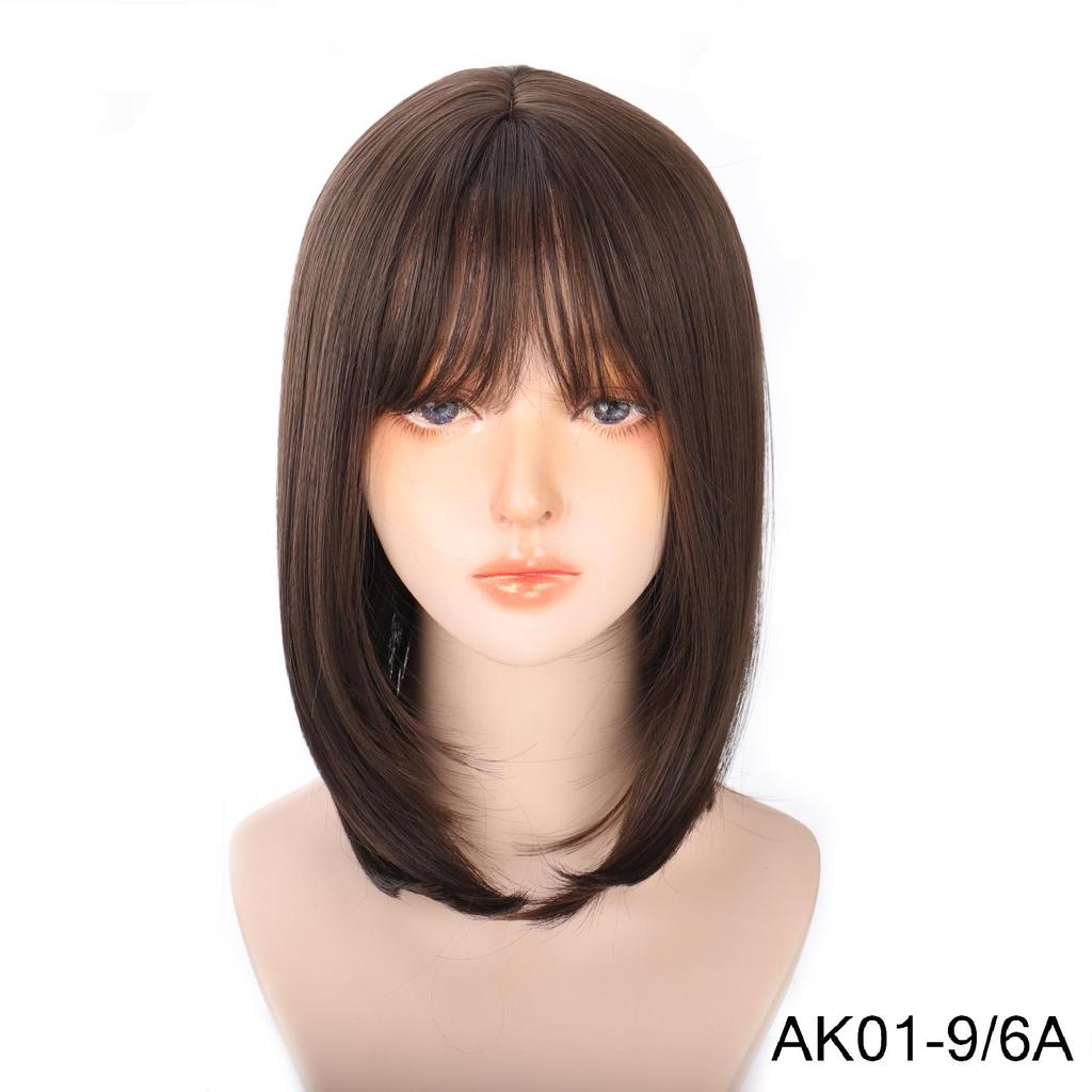 Короткий парик с челкой для женщин, синтетические парики, черные, коричневые парики для косплея для вечеринок, на каждый день, до плеч