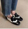 Fashion Summer 2025 New British Style Tassel Block Carved Floral Flat Bottom Loafers Women's Versatile Color Matched Leather Shoes