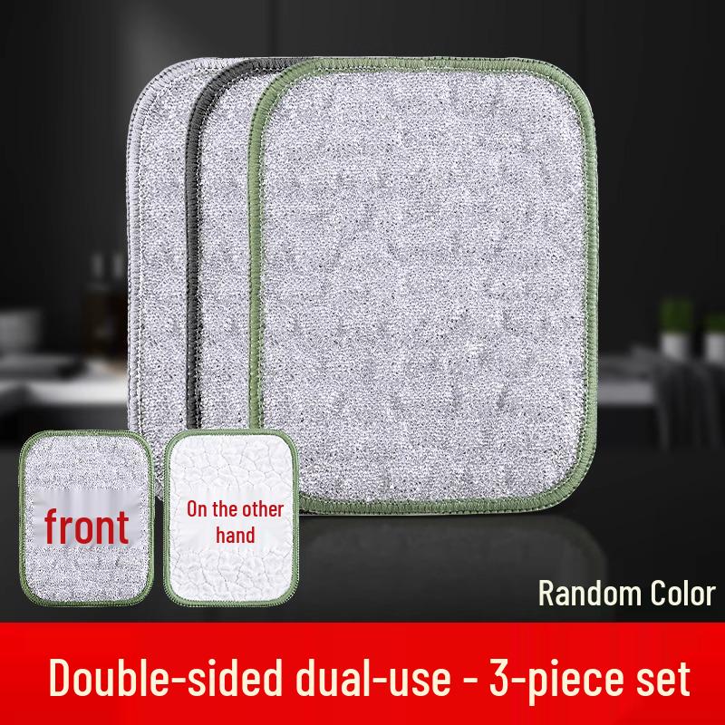 New Arrival: Steel Wire Kitchen Dishcloths - Double Layer, Thickened, Cotton Yarn, Ideal for Dishwashing.