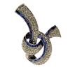 New Rhinestone Blue Color Ribbon Pin Brooches For Women Fashion Vintage Jewelry Coat Accessories High Quality New