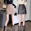 Однотонные короткие мини-юбки с защитными брюками, юбка-трапеция с высокой талией, летняя юбка из искусственной кожи