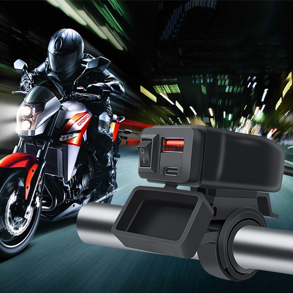 60W Motorcycle USB PD+QC3.0 Fast Charger Handlebar Dual USB Socket with Switch Voltmeter Power Supply Adapter