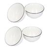 4PCS 6in Soup Bowl White Ceramic Noodle Bowl Eco Friendly Rice Bowl for Kitchen Restaurant