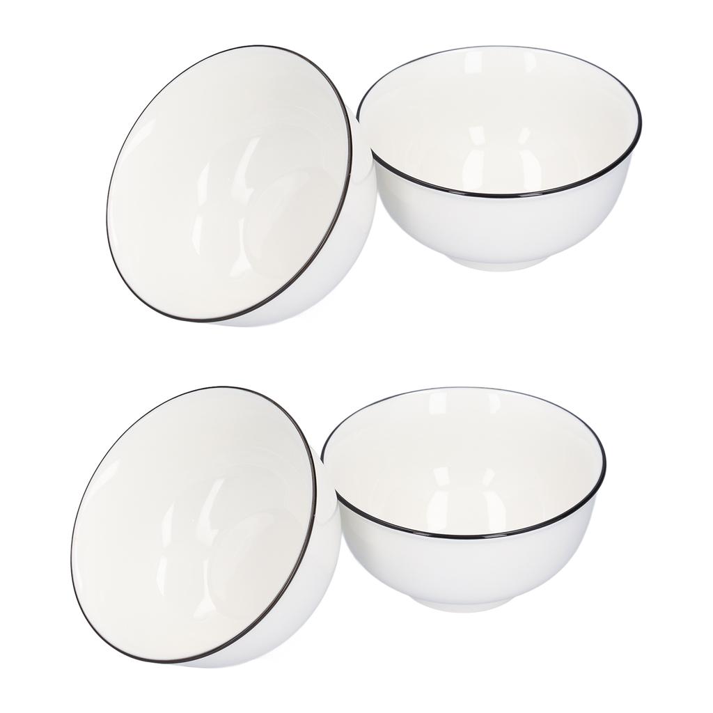 4PCS 6in Soup Bowl White Ceramic Noodle Bowl Eco Friendly Rice Bowl for Kitchen Restaurant