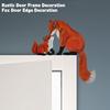 Wooden Fox Door Frame Decoration Mother Son Animal Door Corner Sign Home Office Front Door Edge Topper Sitter Ornament