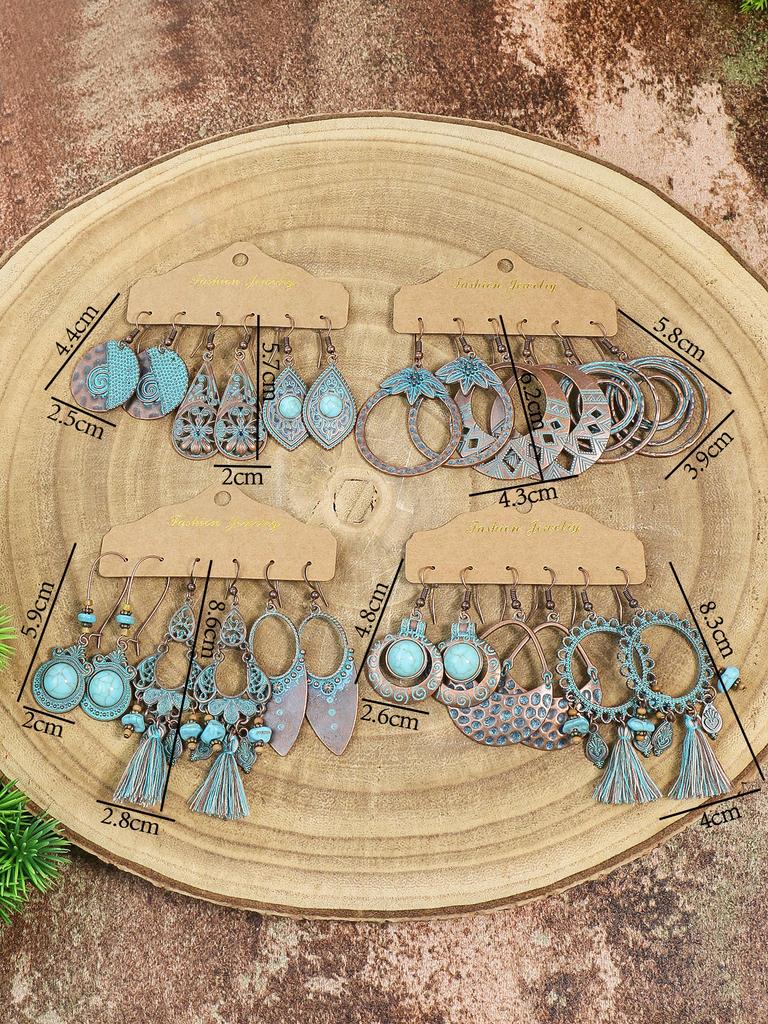 Vintage Metal Dangle Drop Earrings Sets Bundles for Women Sundry Mixed Ethnic Boho Hanging Earring Set Zircon Accessories
