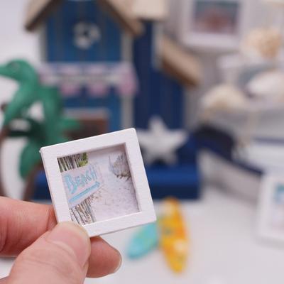1Комплект 1:12 кукольных домиков Миниатюрный летний пляж Фоторамка Пейзаж Фреска Настенное украшение Модель Декор Игрушка Кукольный дом Аксессуары