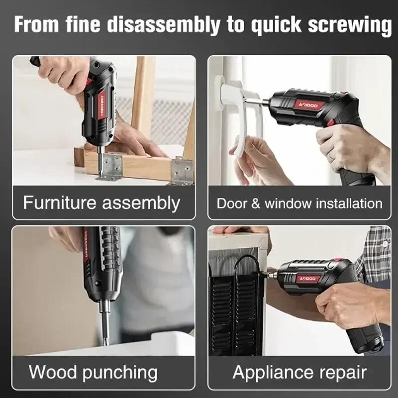 Электрическая отвертка 3,6 В Мини Бытовая электрическая дрель Вращающаяся беспроводная отвертка Ударные дрели Портативные электроинструменты для ремонта