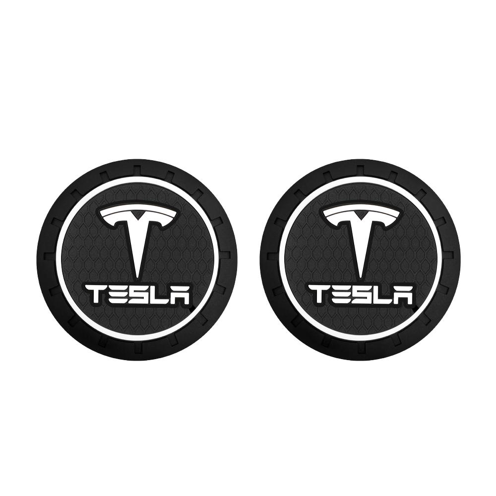 1pc/2pcs/4pcs Car Coasters Cup Slots Waterproof Cup Pad Non-Slip Mat For Tesla Model 3 S X Roadster Auto Valve Core Accessories zxs9