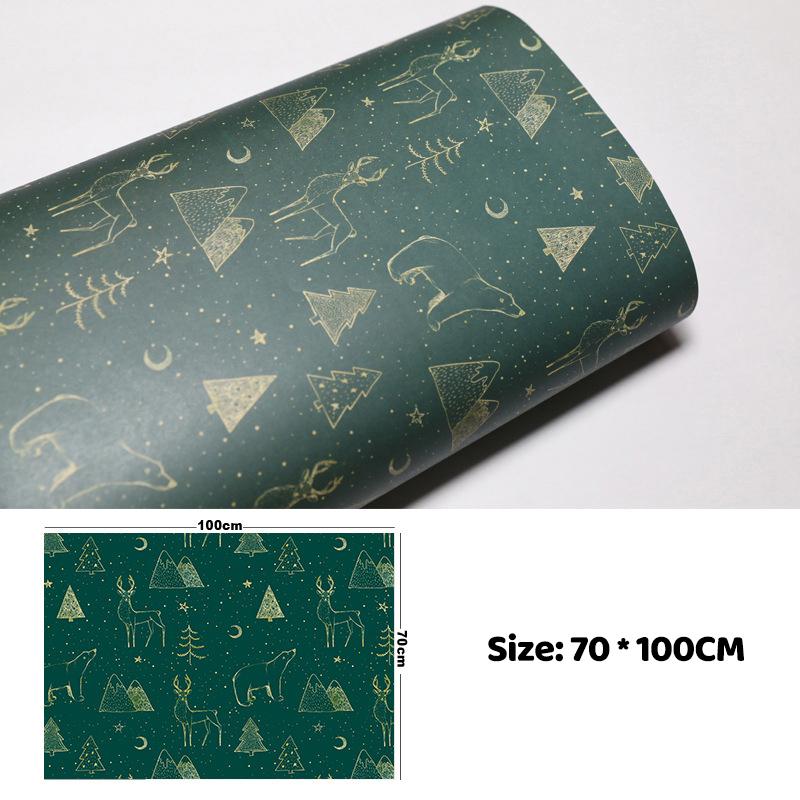 100Cm×70Cm Christmas Wrapping Paper Christmas Eve Gift Box Decoration Paper Children'S Christmas Vintage Kraft Paper