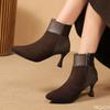 Острый носок, элегантные минималистичные женские ботинки, осень-зима, новинка, модные женские универсальные короткие ботинки на высоком каблуке