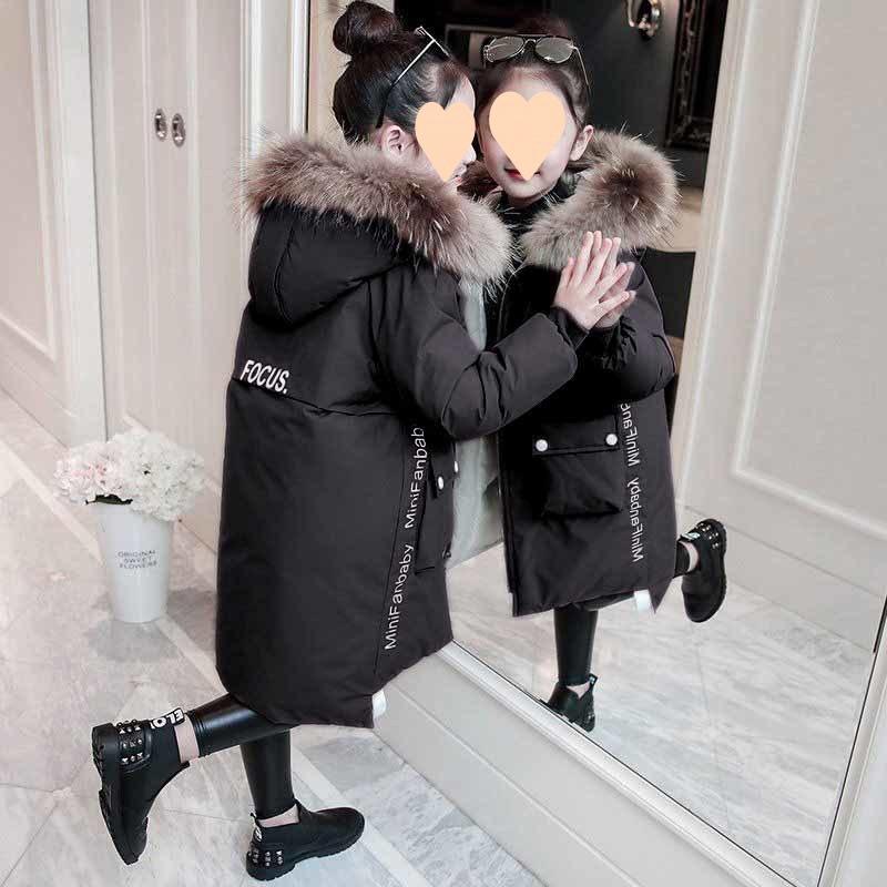 Детская куртка для девочек, толстое длинное зимнее теплое пальто, модная парка с капюшоном, верхняя одежда, детская одежда для девочек