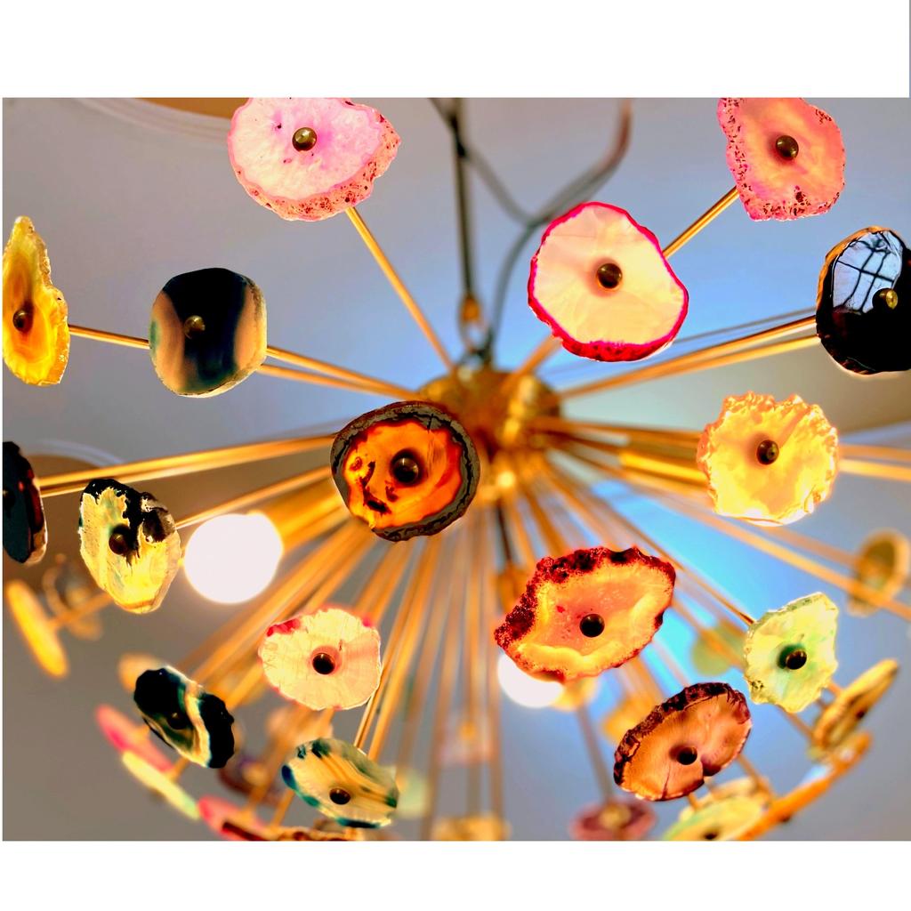 Premium Stone Half Sea Urchin Chandelier Big Size Iconic Italian Agate Stones Flush Mount Chandelier