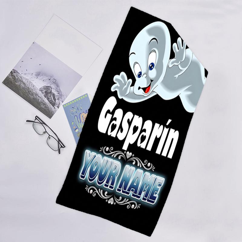 1pc Casper Beach Towel with Custom Name, Beach and Seaside Swimming Pool Equipment, Fashion Pattern, Rectangular, Travel Essential