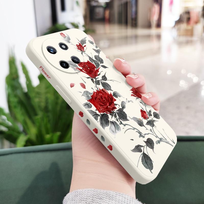 Изящный чехол с розой для OPPO Realme 11 10 9 9i 8 8i 7 Pro Plus C35 C21Y C25Y C25 4G 5G, чехол из жидкого силикона