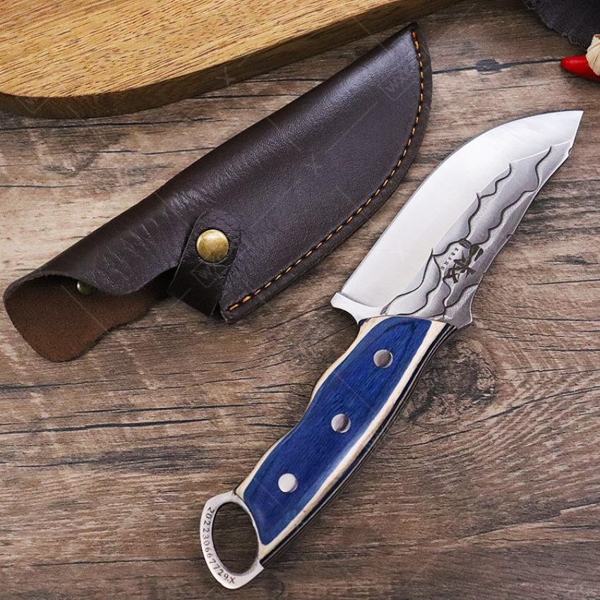 Hand Forged Meat Cleaver Slicing Kitchen Boning Knife Stainless Steel Professional Kitchen Chef Butcher Knife with Cover Cooking