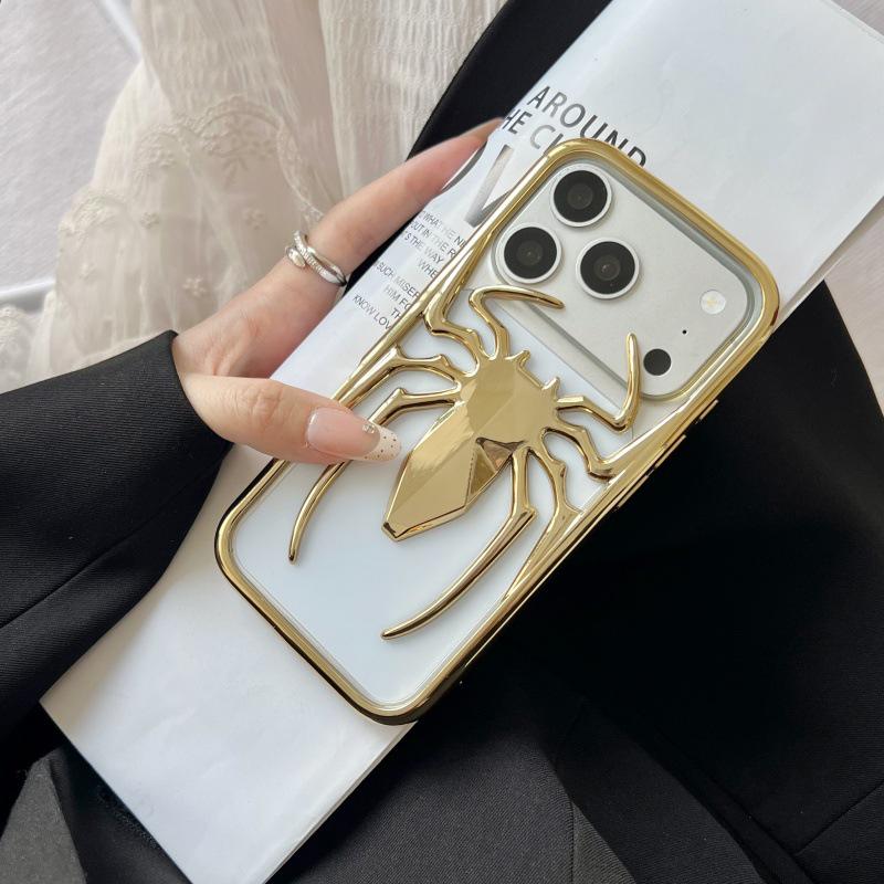 Креативный матовый полый чехол-паук для iPhone 17 Pro Max - Модный 3D защитный чехол для Apple 16