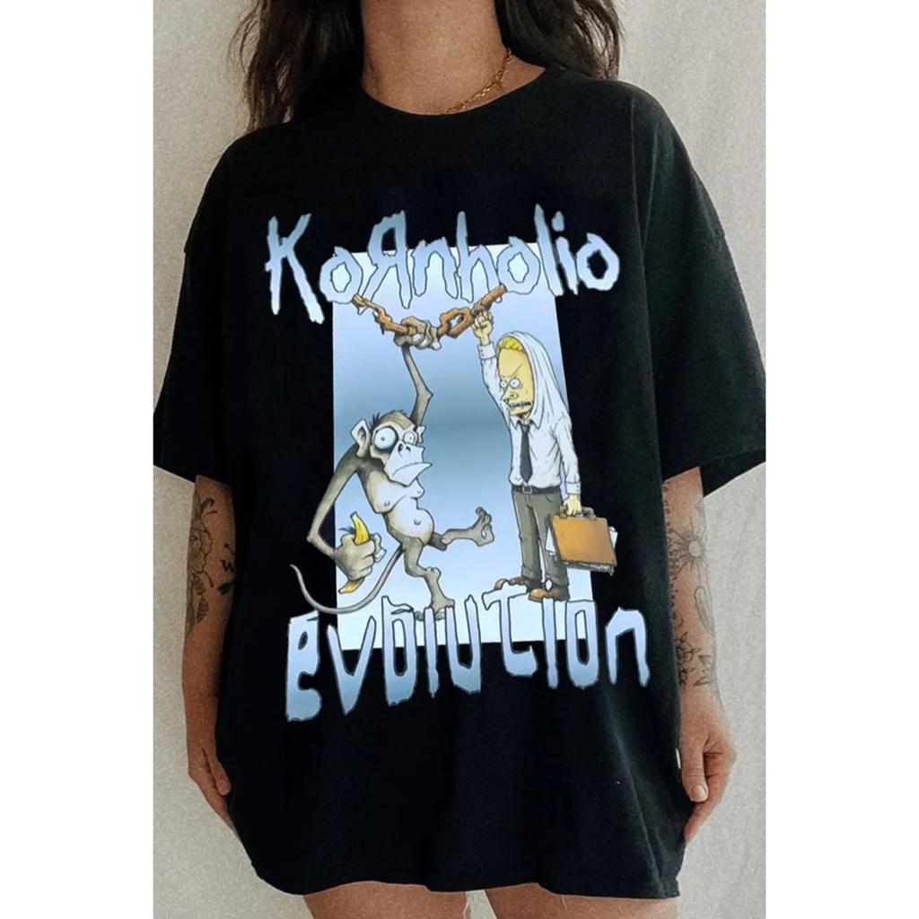 Korn Band T-shirt Men Women Oversized Streetwear Y2k Retro Hip Hop Harajuku High Street Short Sleeve Comfortable Casual Loose Female Male Clothing