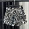 Shorts Sequins Shiny Loose Zip Hot Pants Women