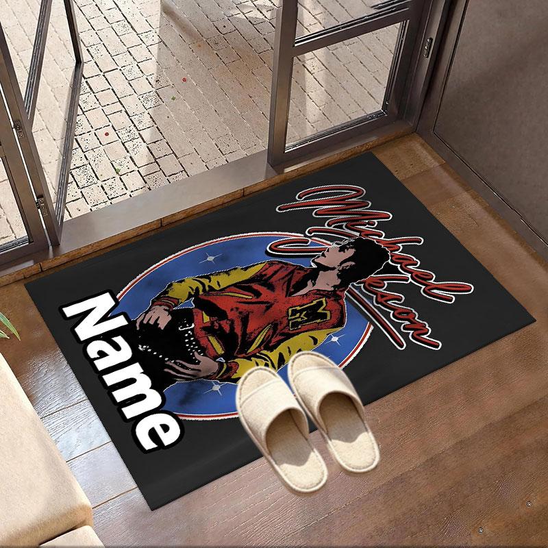 Custom Name Personalized Michael Jackson Print Carpet, Versatile Home Decor Rug, for Playroom, Apartment, Balcony, Entryway, Hallway Gift