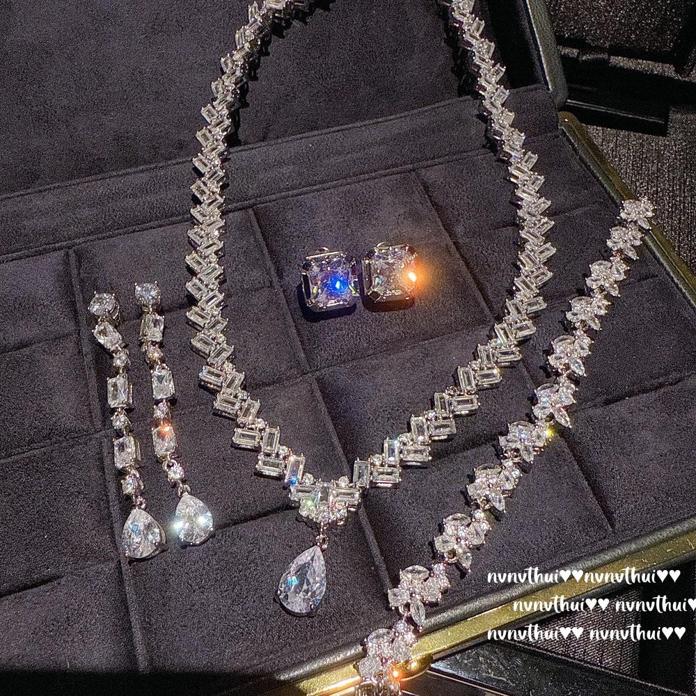 Итальянское Ретро Колос Пшеницы Капля Воды Камень Ожерелье, Сверкающий, Яркий Лепесток Цирконий Браслет, Набор