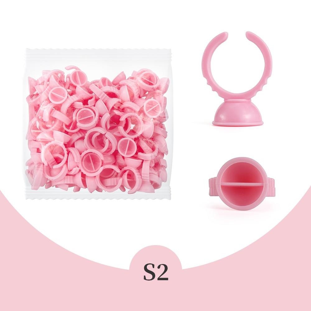 Оптовая продажа, 100 шт., одноразовые клеевые кольца для наращивания ресниц, розовый держатель для клея, контейнер для клея, пигмент для татуировки
