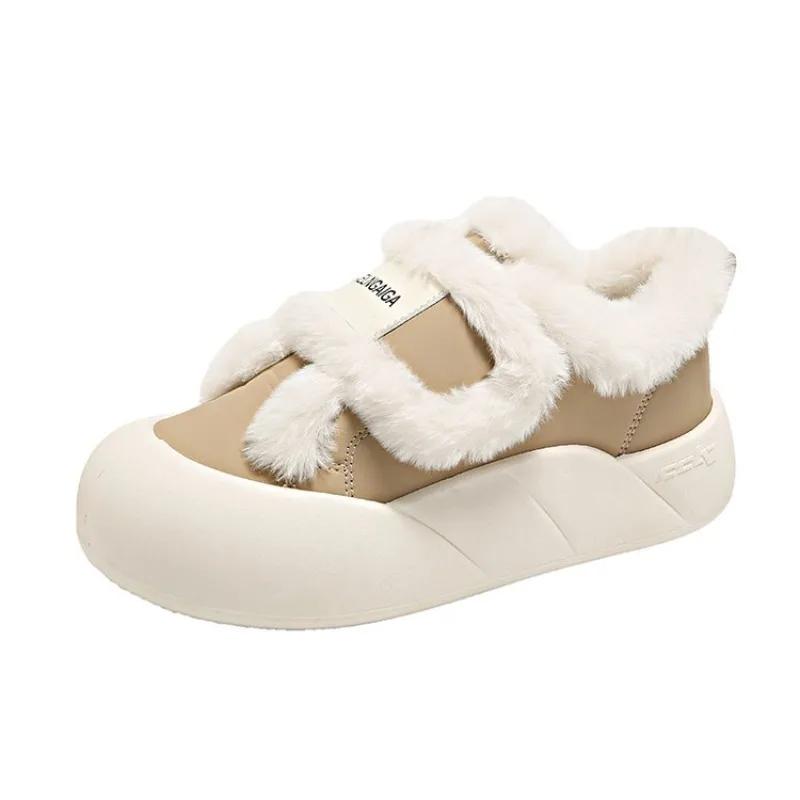 Обувь женская 2024 тренд зимние плюшевые зимние сапоги для женщин толстая хлопковая обувь для универсального и теплого образа дизайнерские сапоги