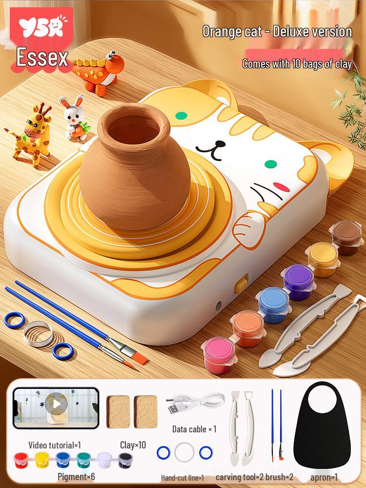 Children's Electric Pottery Machine Set with Polymer Clay & Tools for Students