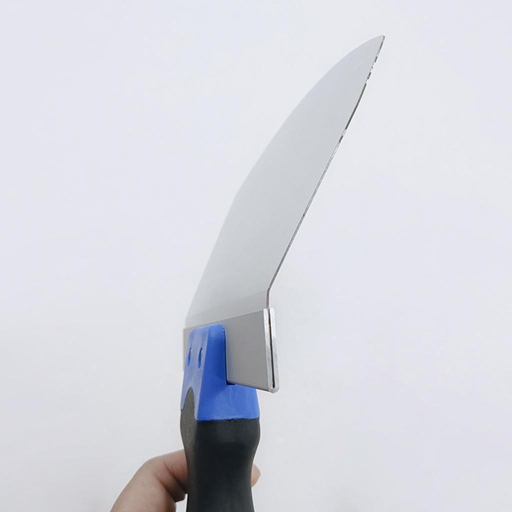 Stainless Steel Curved Scoop Putty Scraper Heavy Duty Rust Proof Wall Finishing Tool with Soft Grip for Paint Mortar