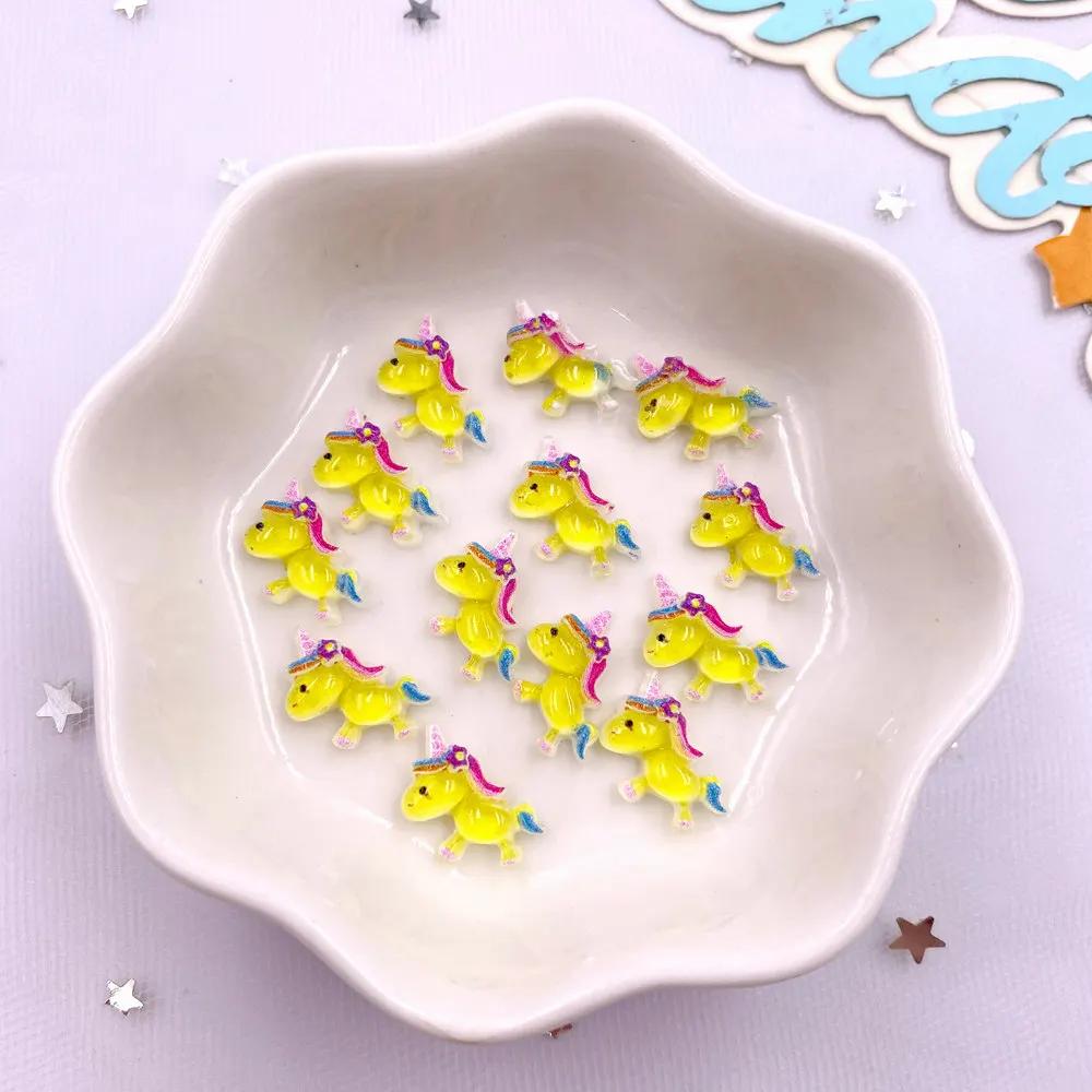 50pcs Resin Colorful 3D Unicorn Figurines Nail Art Flatback Rhinestone Scrapbook DIY Wedding Applique Jewelry Accessories Crafts