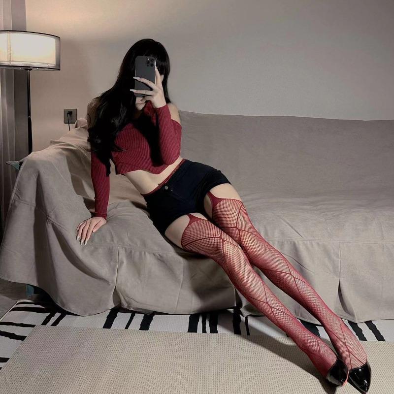 Женские сексуальные кружевные сетчатые чулки с высокой талией, винтажные чулки без ластовицы в стиле Лолиты, сексуальные кружевные сетчатые колготки с подвязками