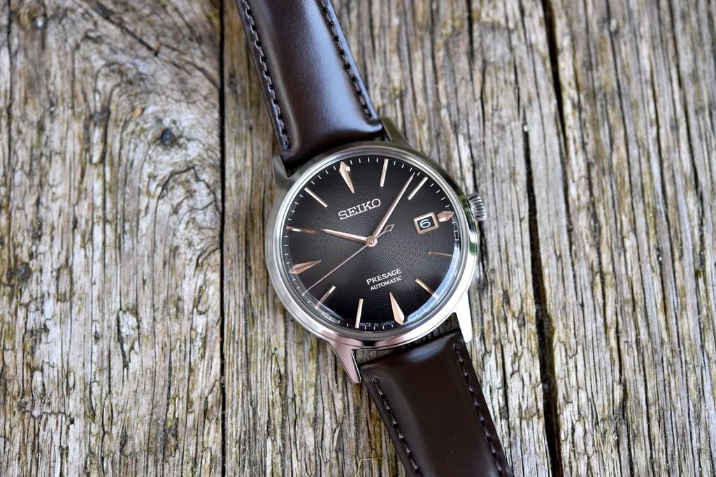 Seiko Presage Cocktail Time Irish Coffee Gray and Light Strap SRPJ17J1, Black,