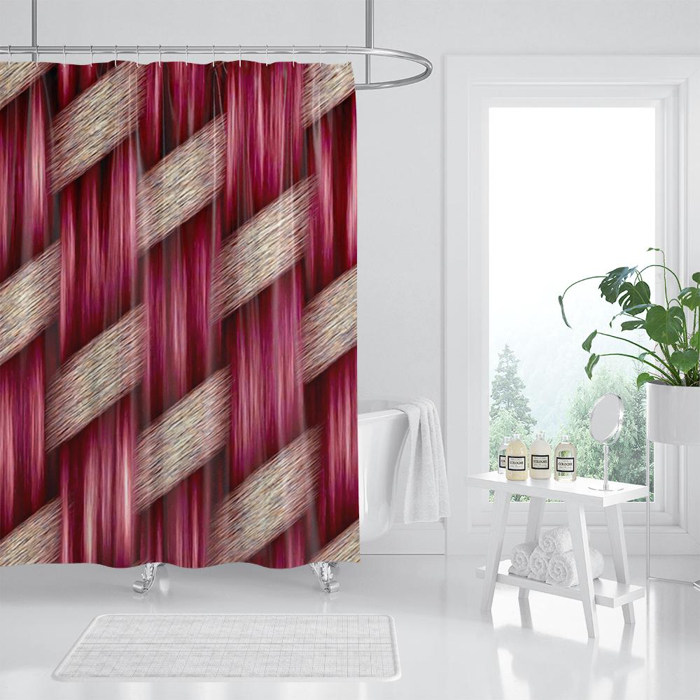 Blue Mosaic Pattern Shower Curtains Waterproof Polyester Bath Curtain Geometrical for Bathroom Home Decor Curtain with Hooks